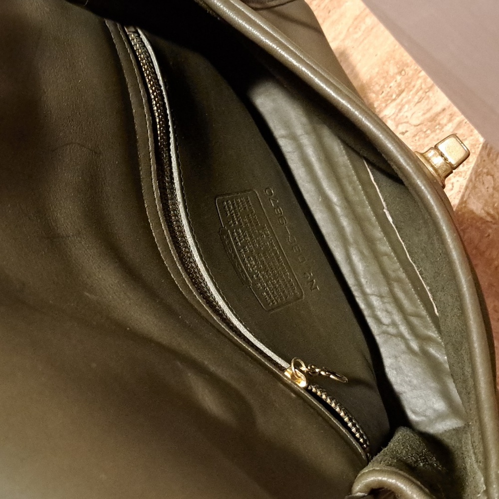 Coach Olive Green Leather Crossbody Satchel - Picture 11 of 13